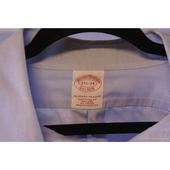 Brooks Brother Dress Shirt Men's 17.5-36 Blue 100% Cotton Traditional Fit Pocket - Picture 5 of 6
